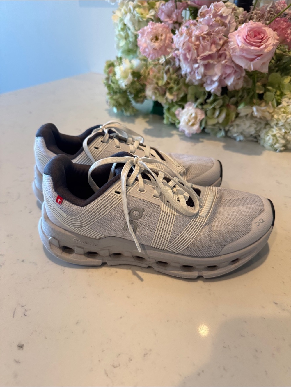 On Running Women’s Running Sneakers in Light Beige and Black Trim